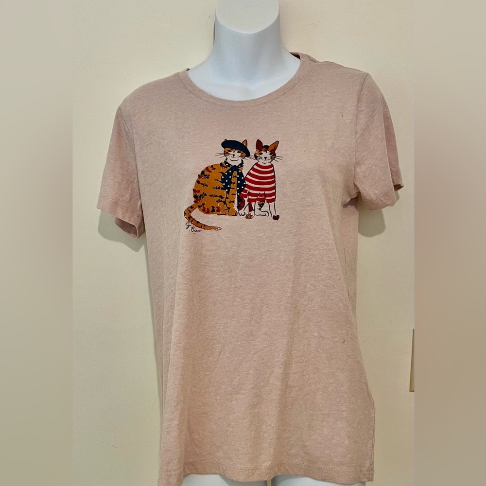 J Crew Cat Graphic T-Shirt - Tan